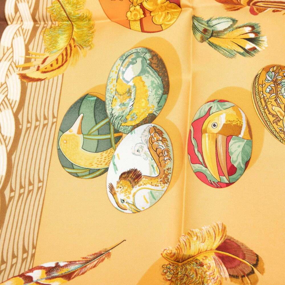 HERMES Brown Silk Scarf - Picture 5 of 9